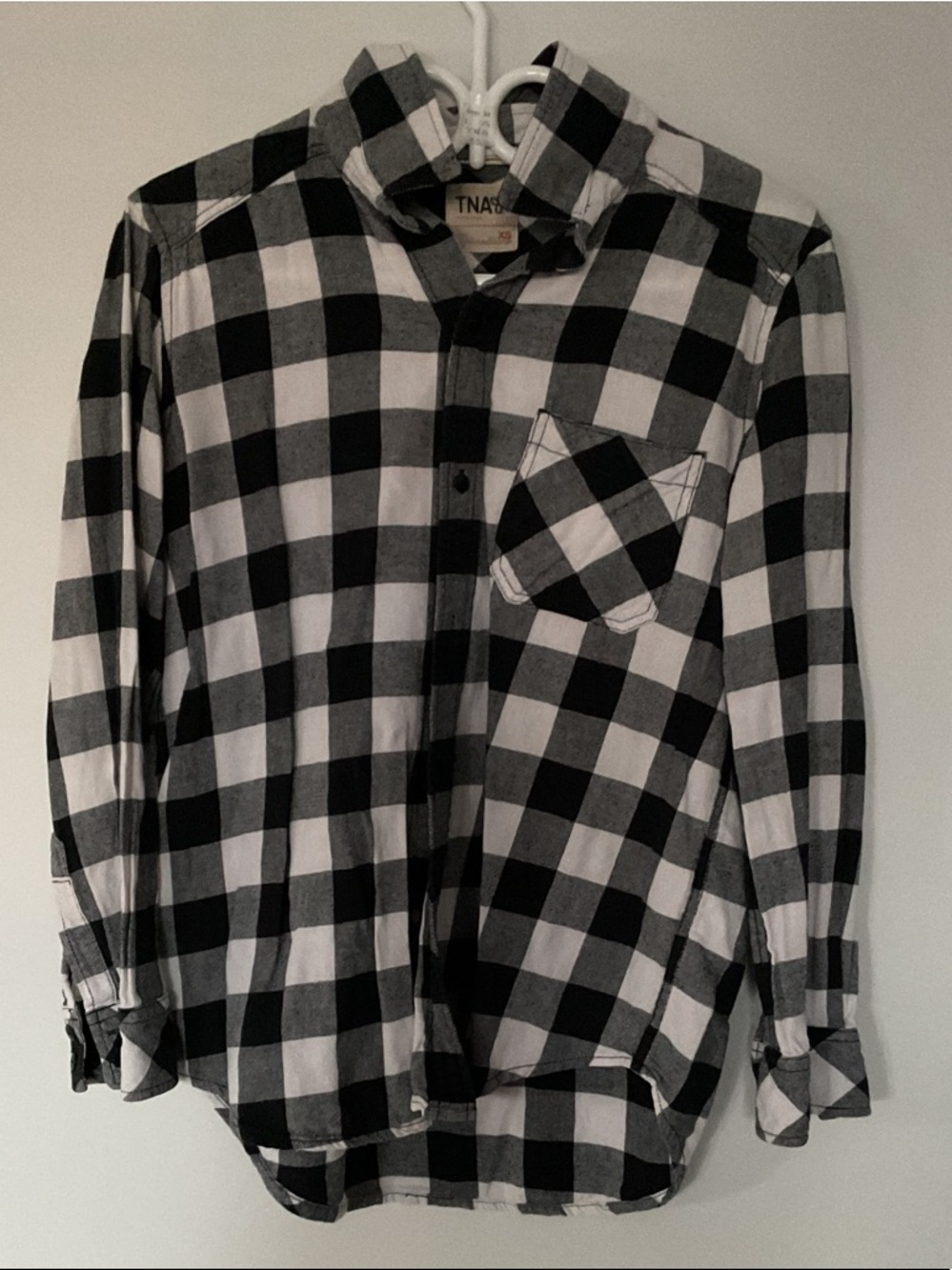 TNA Black & White Buffalo Check Button-Down Shirt